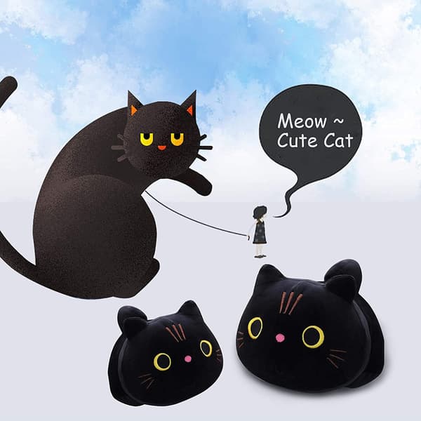 35CM Cute Black Cat Doll Small Kitten Cute Pillow Plush Doll Crea