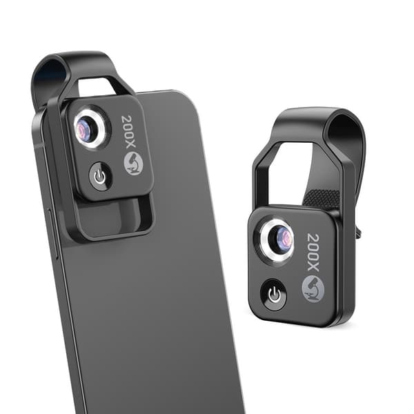 Portable Microscope for Phone 200X Pocket Microscope for Kids to Explore the Micro World with LED Light (Black)