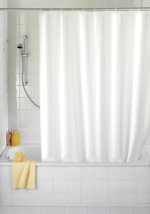 Duschdraperi 180x180 cm, Vit Duschdraperi, Tvättad Textil-FY-