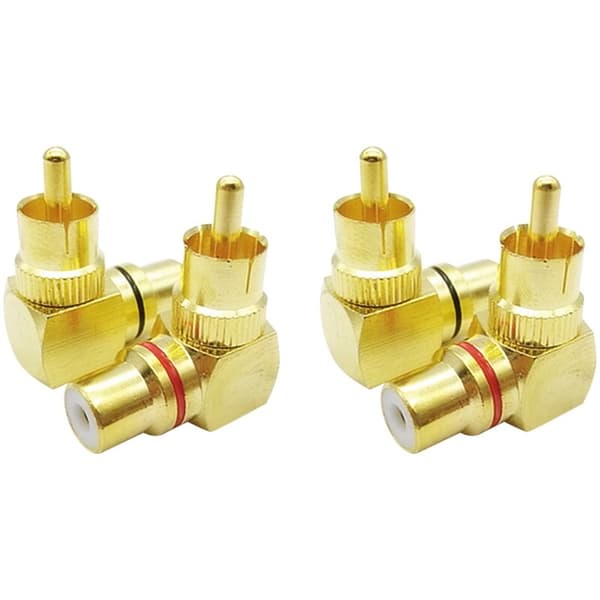 Gold-plated Copper RCA L-shaped Male Conversion Head - 90 Degree Wall Signal Line Conversion Socket