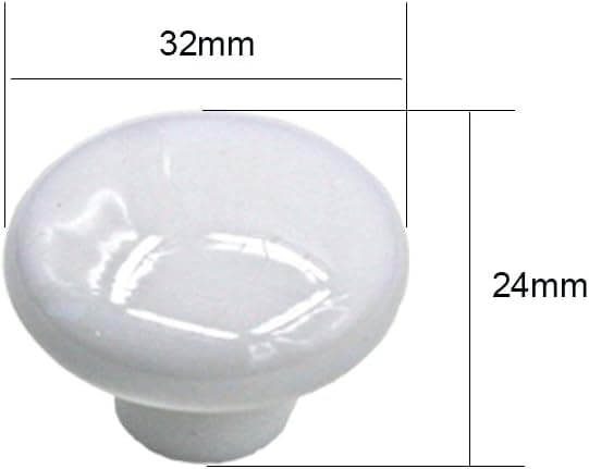 (White) Pack of 10 Colorful Round Ceramic Cabinet Knobs with One Hole