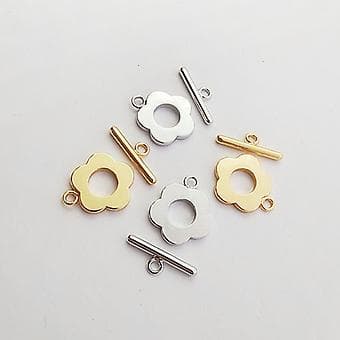 5 sæt blomsterlås T-bar lukning forbindelse OT halskæde armbåndslås (guld)