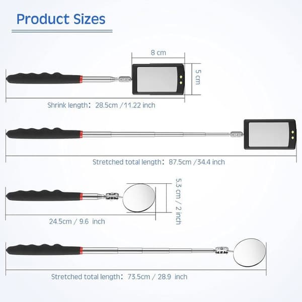Set of 2 Illuminated Telescopic Endoscopes, a Birthday/Father's Day Gift for Men/Husbands.