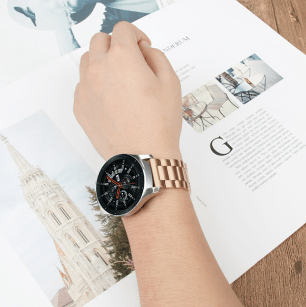 Rem kompatibel med Huawei Watch GT rustfrit stål guld Grå M