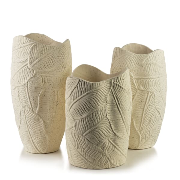 Decorative vase in polyresin Mondex MANON 13x10x30 cm Beige 1 pc