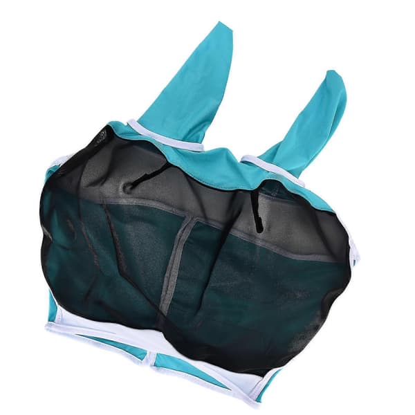 Hestemaske Flueavvisende Slør Beskyttelse - Universal Justerbar Elastisk, Pustende - Grønn L 80x114x45cm