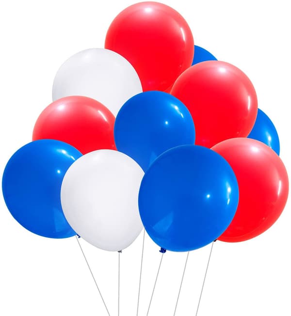 30 stk, 12 tommer latexballoner røde hvide blå balloner til fest
