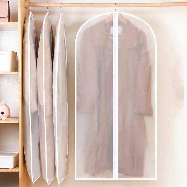 Transparent Garment Bag with Zipper, 6-pack Moth-proof Wedding Dress Storage Bag for Wardrobe