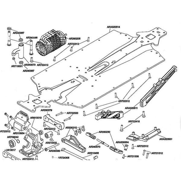 Aluminiumsforsterkning for chassis foran og bak for Arrma 1/7 Limitless Inf