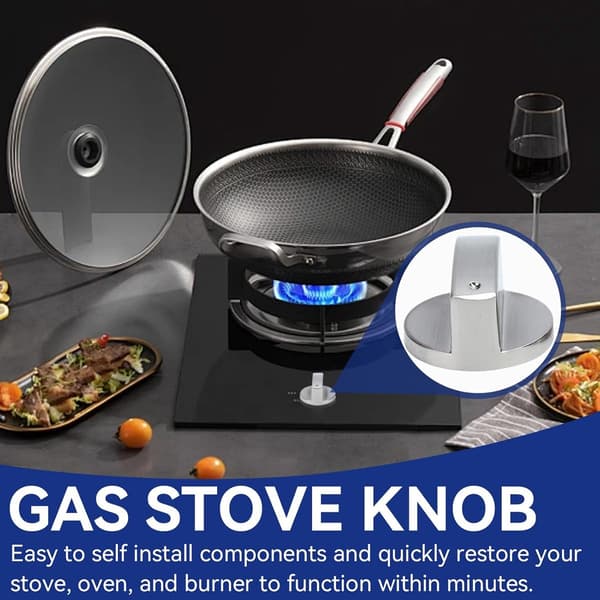 Gas Stove Switch, 1 Piece Silver, 8mm 45° Metal Knob, Replacement for Hob and Microwave