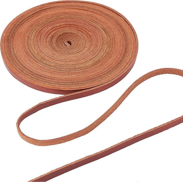 5m 5.5Yds 5mm Flat Genuine Leather Strap Natural Leather Craft Cord Straps Full Grain Cattle Braided Rope Roll