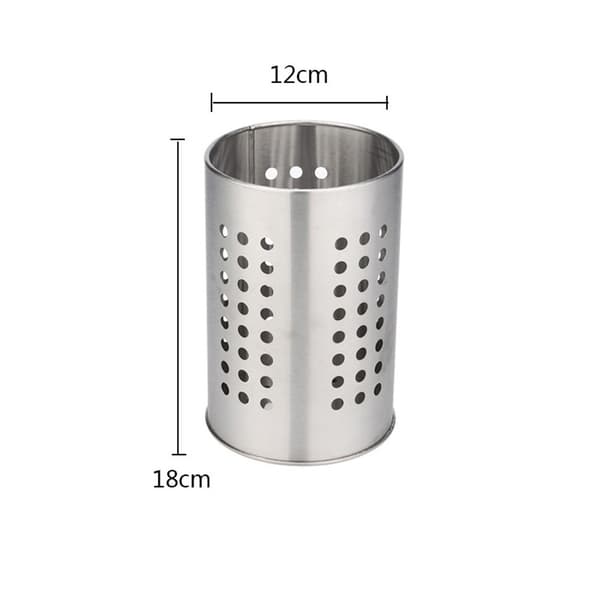 Bestickställ - Rund - Diameter 12 cm - Höjd 18 cm - Rostfritt stål - Silver