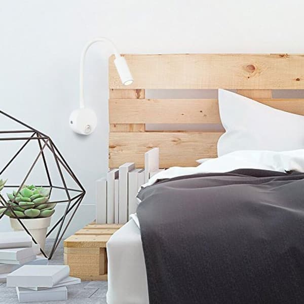 2 Pieces LED Wall Reading Lamp Silver Aluminum, Desk Lamp Warm White Light Eye Protection Design, Bedside Lamp with Switch