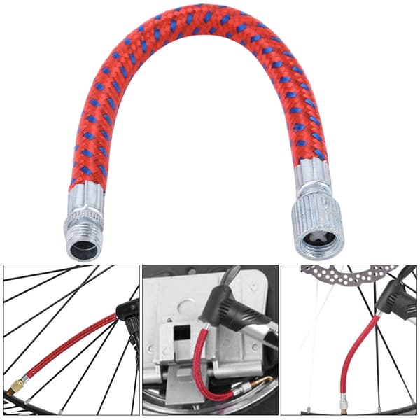 2pcs Bicycle Pump Extension Hose for Outdoor Cycling (Silver)