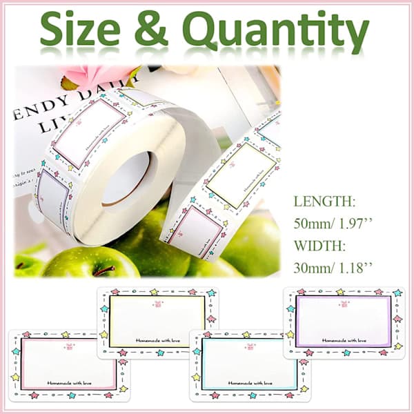 Jar Labels, Self-Adhesive Freezer Labels for Food, Sticker Labels, 2 Rolls