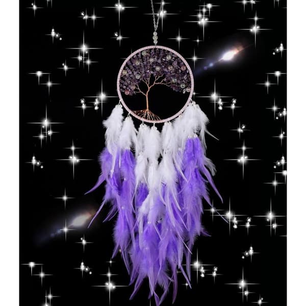 Dream Catcher, Large Handmade Feather Mobile Wall Decor for Bedroom Decorations, Home Decor, Purple