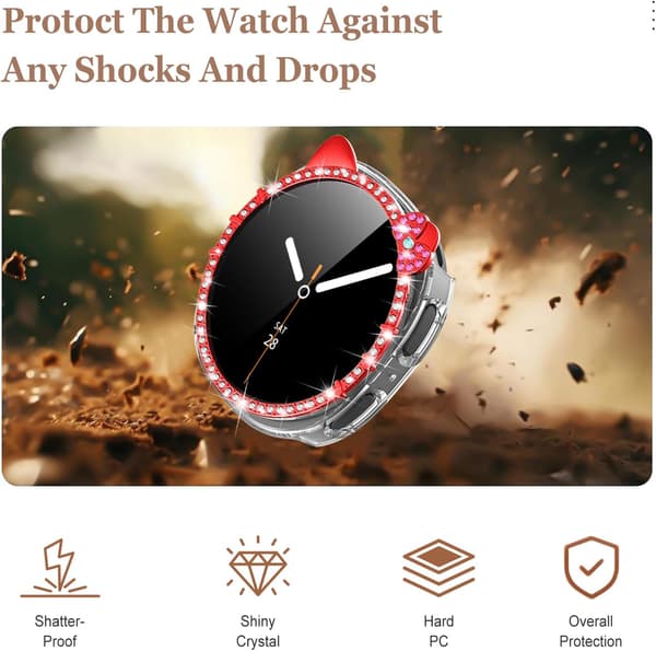 Protective Case for Samsung Galaxy Watch 8 40mm with Diamonds Cat (Black)