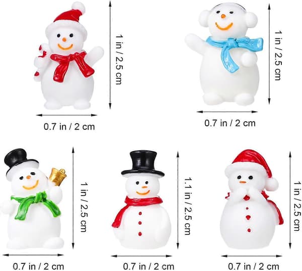 5 Mini Snemand Figurer til Julehåndværk og DIY Indretning-FX-