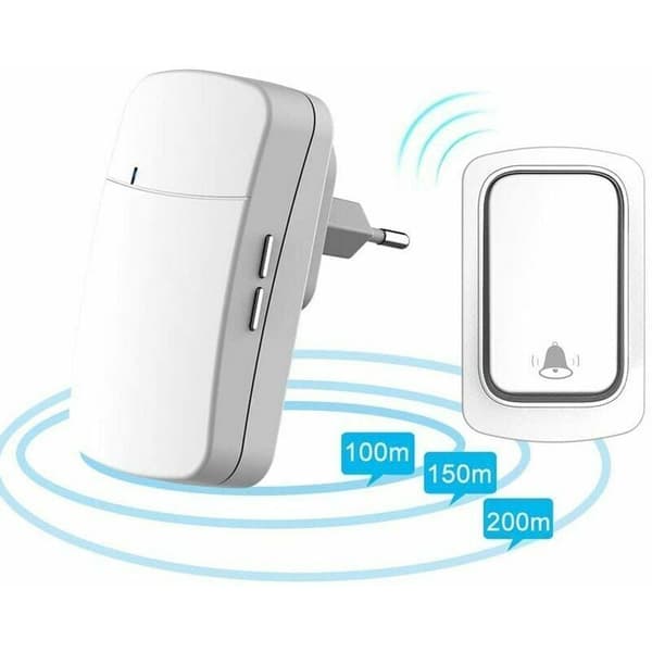 Wireless Self-Powered Doorbell, 200m Range, 38 Melodies, 3 Volume Levels, Easy Installation
