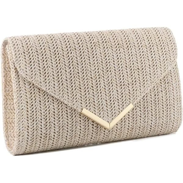 Clutch - Dame - Beige - Højkvalitets halm - Strandtaske - Elegant design