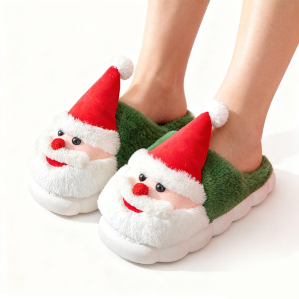 Jul Tomte Tofflor Halkfria Tjockt Vadderade Varma Vintertofflor Röda Red A