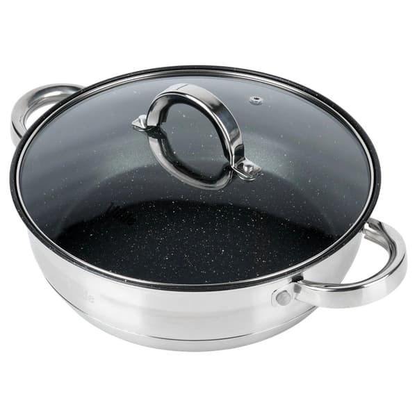 24 cm Stainless Steel Frying Pan with Granite and Lid