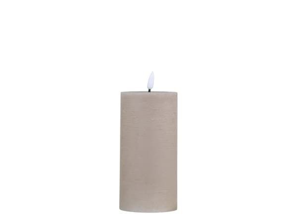 Bloklys LED inkl. batteri H15/Ø7,5 cm Taupe 250