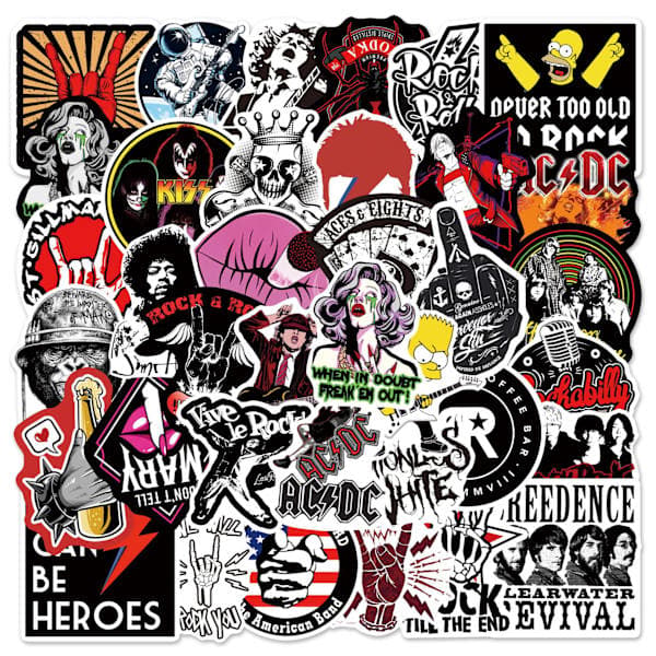 162 kpl rockbändi graffititarroja PVC-tarroja