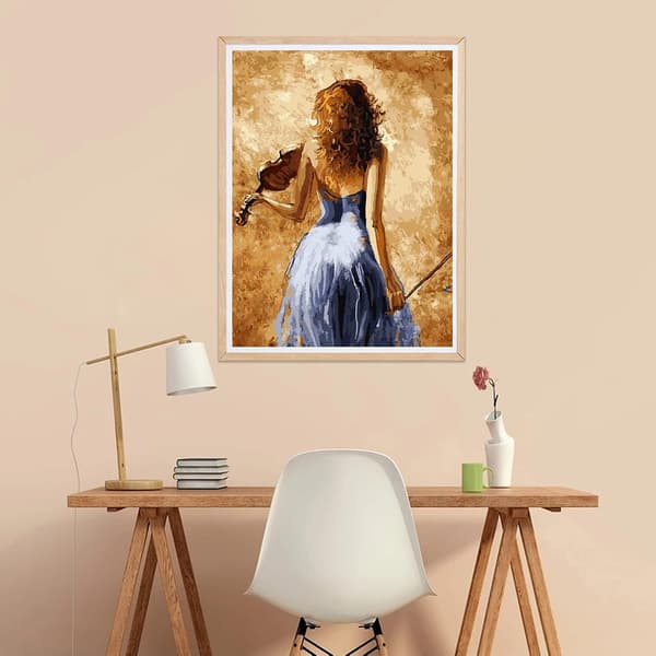 Diamantmålning för barn 30x40cm 5D - Kvinna med violin