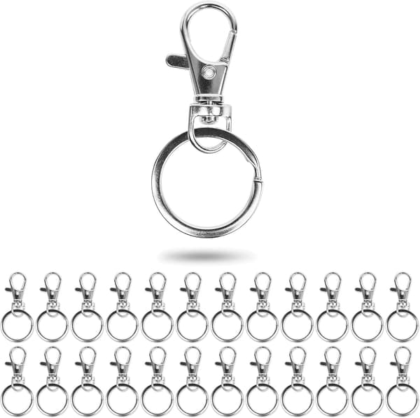25-pack nyckelringshakar med 25 mm diameter ring, 360 graders S