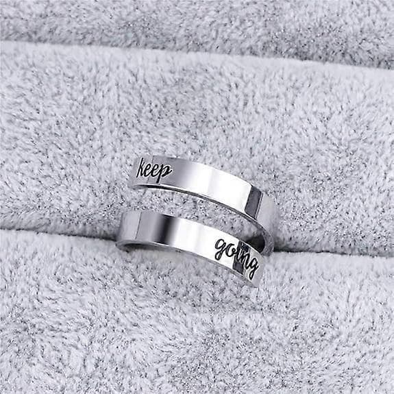 Justerbar Ring, Graverad Inspirerande 'Keep Going'-ring för Män, Kvinnor, Pojkar och Flickor