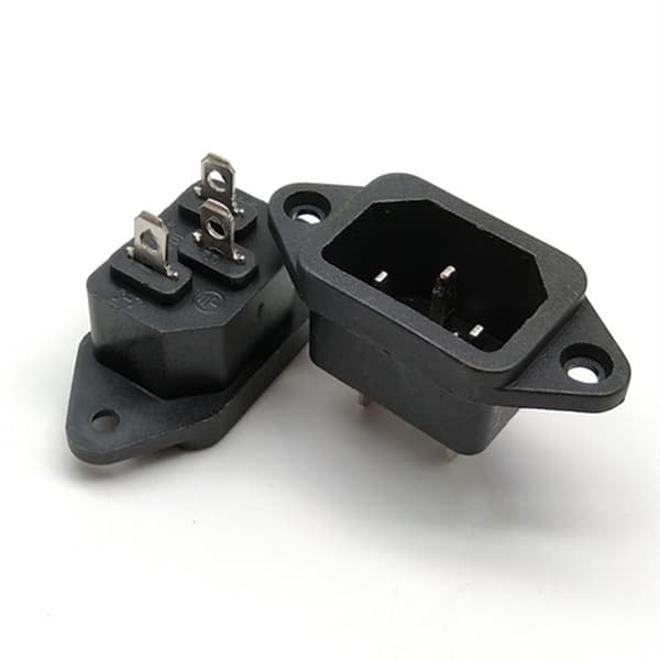 AC Power Three-Phase Socket, Pin Socket with Ear Fixing Holes, Male AC Socket, 2 Copper Feet