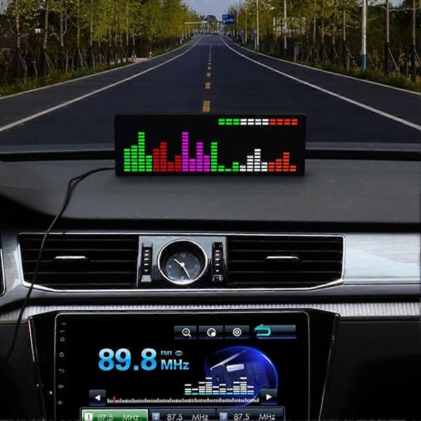 LED Musikspektrum Rytmljus Röstsensor 1624 RGB Atmosfär Nivåindikator med Klockdisplay
