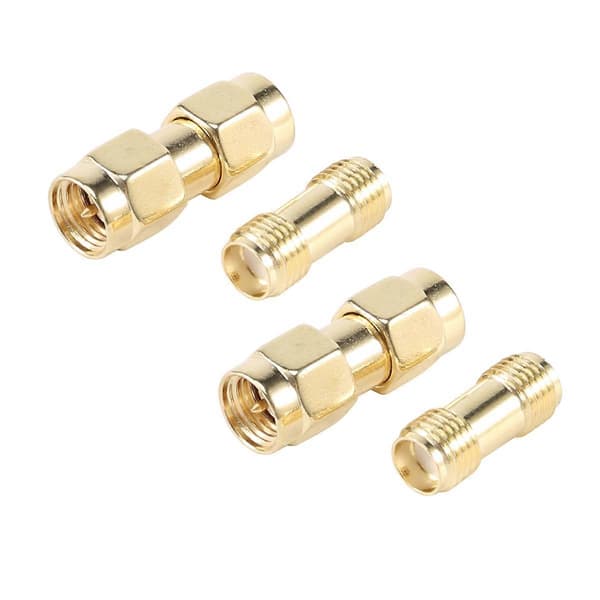 2 stk SMA Han til SMA Han Stik + 2 stk SMA Hun til SMA Hun Jack RF Koaksial Adapter Stik Guld Gold