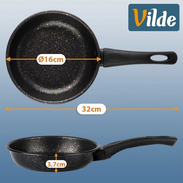 16 cm granitt stekepanne med non-stick belegg, tåler oppvaskmaskin