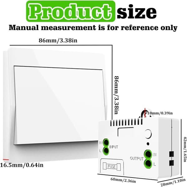 Self-powered, Battery-Free Wireless Switch, Wireless Remote Control for Lights and Electrical Appliances, Waterproof and Safe