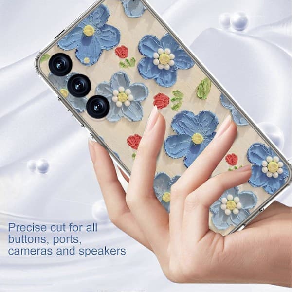 Mobile Phone Case for Samsung Galaxy S25 IMD Pattern Printing PC Mobile Phone Shell - Blue Flower