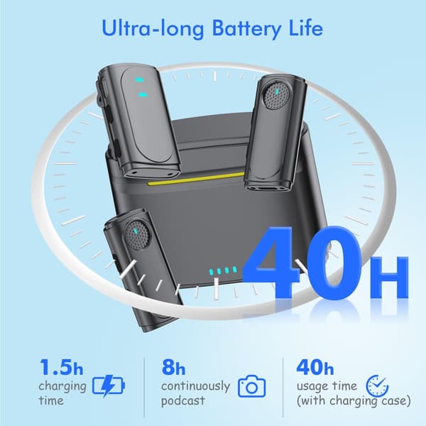 Wireless Lavalier Dual-Head Microphone With Clear Sound Reception And Noise Reduction For Mobile Phone Camera