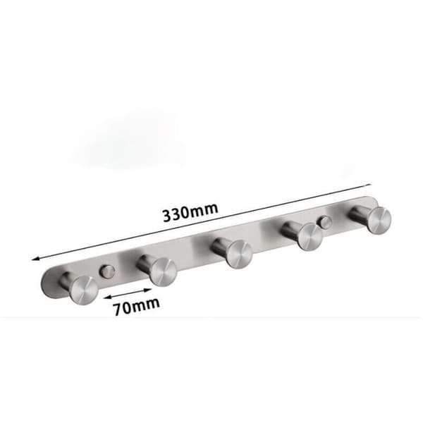 Wall Mounted Hook with 5 Hooks Stainless Steel Coat Rack Towel Holder Bathroom Vanity Accessory Set (Gold)