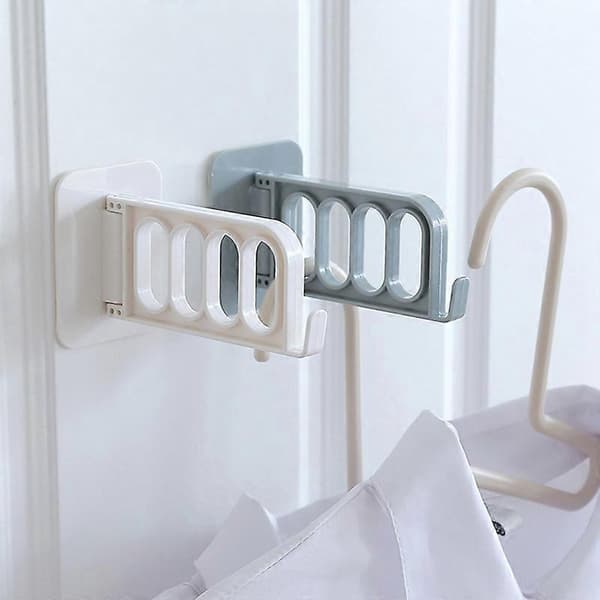 Foldable Wall Mounted Self-Adhesive Clothes Hanger with 4 Holes Storage Rack