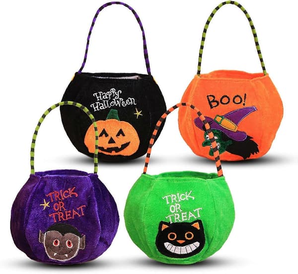 4 st Trick or Treat Godis Present Handväska, Halloween Godisväskor, Halloween Pumpakorgar, Återanvändbara Pumpaväskor för Barn Maskerad