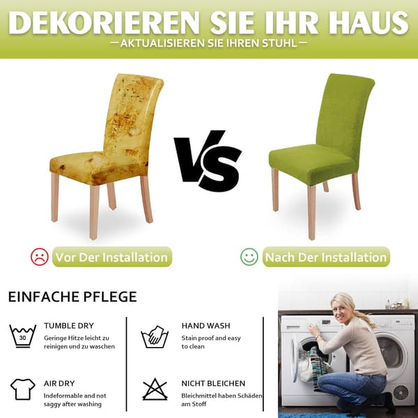 4 stk. stoltrekk, elastiske spisestoltrekk, moderne stol
