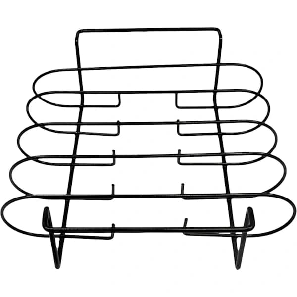 Nonstick Rib Rack Rustfrit Stål Bærbar Grillrist til BBQ Camping Picnic Udendørs Madlavning Sort 35.7 x 25.7 x 7.7 cm