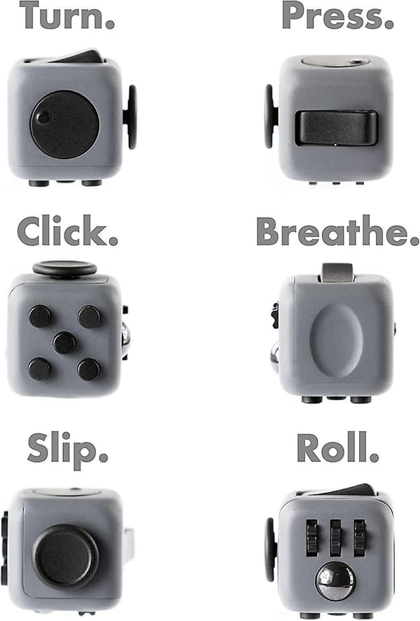 Fidget Cube - White, Anti-Stress Toy for Children and Adults, Anxiety Relief, Decompression Toy with 6 Calming Modules
