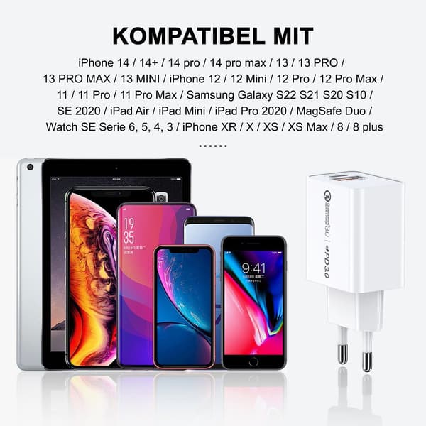 20W USB C -pikalaturi iPhone 14 13 12 11 -sarjan sovittimelle