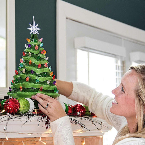 Julepynt Keramisk Juletre LED-Dekorasjon Keramisk Skrivebordsjulepynt Salg