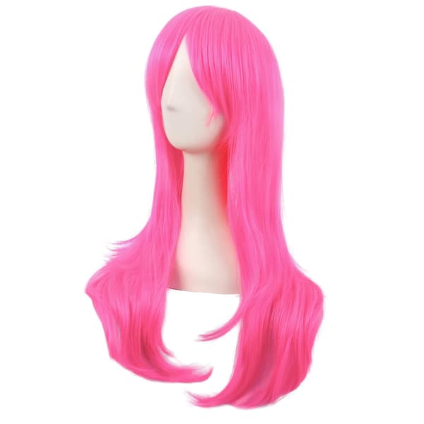Wig Anime Long Curly Wig 70CM (Neon Pink)