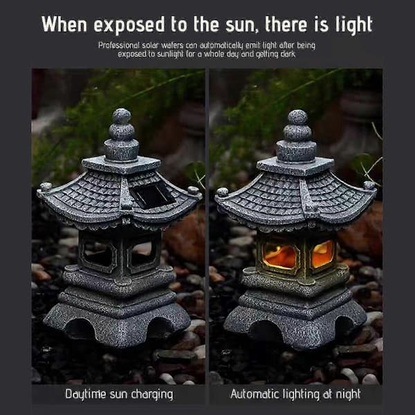 Solar Lampe Udendørs Pagode Have Statue, Solar Statue Have Dekoration, Udendørs Havelampe, Led Havelamper Med Simuleret Pagode Salg