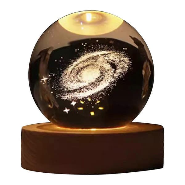 Valentinsdagsgave Galaxy Krystallkulelampe 3D Planet Månelampe USB LED Nattlys,D