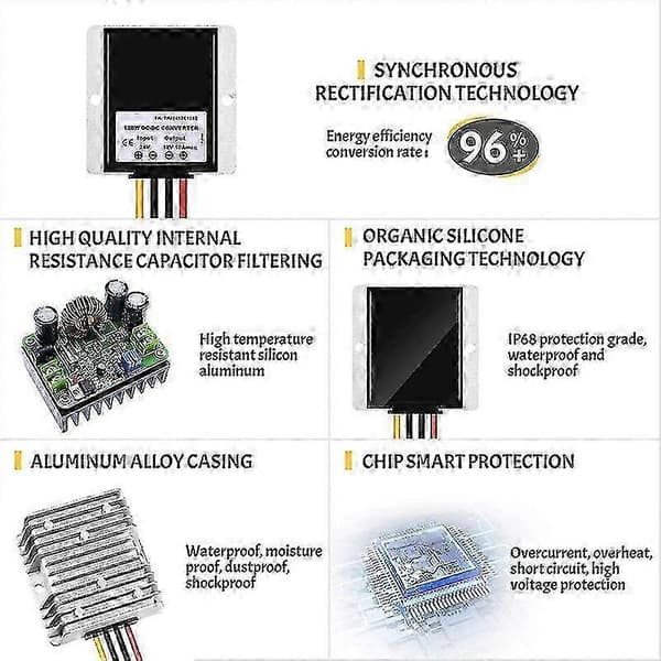 48v Til Dc 12v 20a 240w Dc/dc Omformer Regulator Reduksjonsomformer Dc-dc Modul